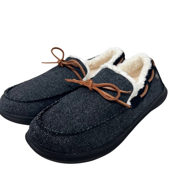 Spenco Mens Birch Slipper Black Herringbone Wool Upper Size 8D - New - Picture 3 of 12